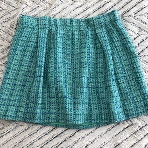 JCrew Teal Blue Tweed Mini Skirt (Size 6)